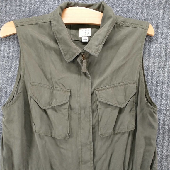 A New Day Women's Full Zip Utility Vest Green Small Drawstring Waist Pockets - Picture 3 of 12